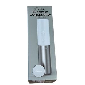 Rabbit Electric Corkscrew With Foil Cutter NEW In Box Sealed White Stainless